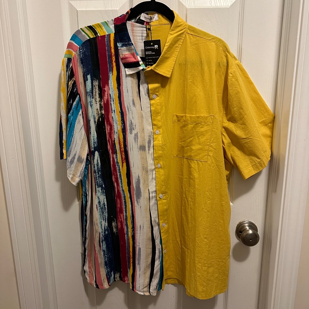 Vintage Charmkpr Shirt Men's Multicolor Retro Button Down Short Sleeve Collared